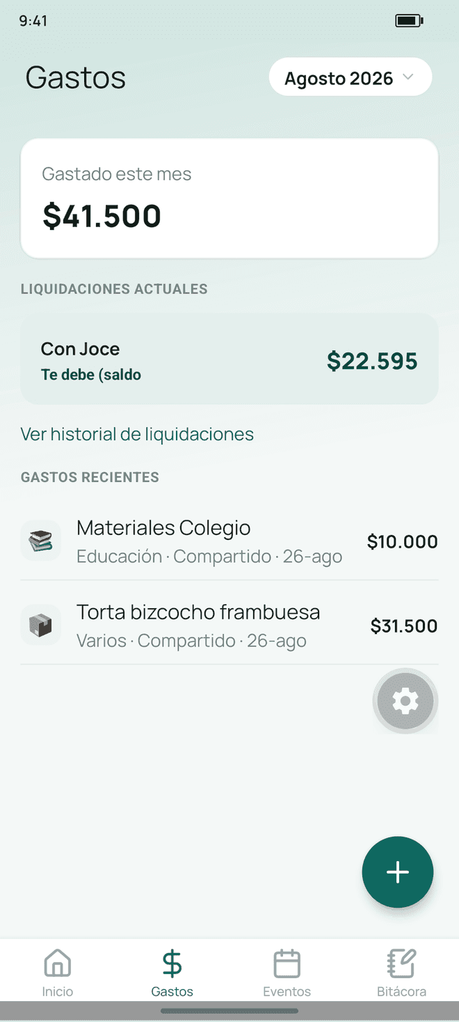 Captura de la pantalla Gastos compartidos de Presente